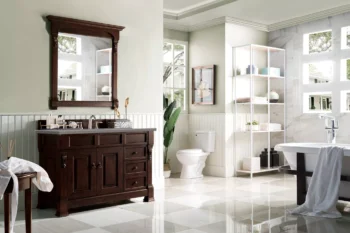 Brookfield 48" Single Vanity, Burnished Mahogany w/ 3 CM Grey Expo Quartz Top - Image 3