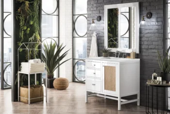 Addison 36" Single Vanity, Glossy White w/ 3 CM Ethereal Noctis Top - Image 3
