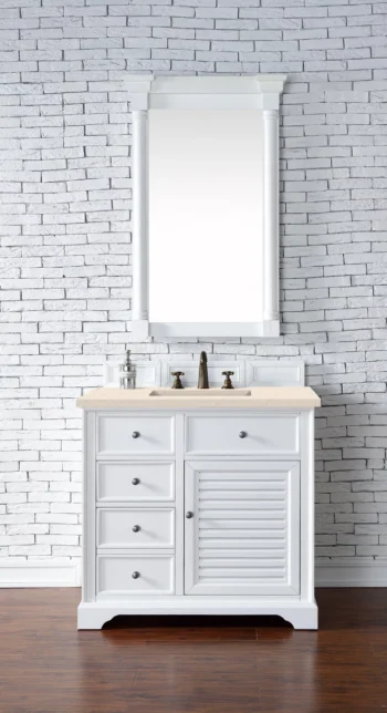 Savannah 36" Single Vanity, Bright White w/ 3 CM Eternal Marfil Quartz Top - Image 2