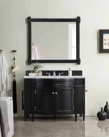 Brittany 46" Single Vanity, Black Onyx w/ 3 CM Carrara Marble Top - Image 2