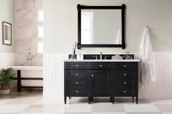 Brittany 60" Single Vanity, Black Onyx w/ 3 CM Arctic Fall Solid Surface Top - Image 2