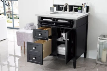 Brittany 30" Single Vanity, Black Onyx, w/ 3 CM Ethereal Noctis Quartz Top - Image 4