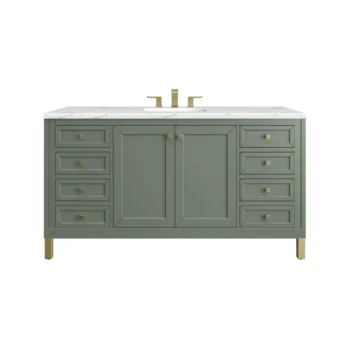 Chicago 60" Single Vanity, Smokey Celadon w/ 3 CM Ethereal Noctis Top - Image 3