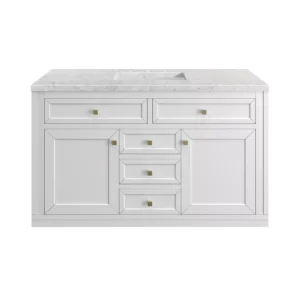 Chicago 48″ Single Vanity, Glossy White w/ 3 CM Eternal Jasmine Pearl Top