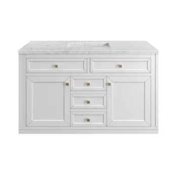 Chicago 48" Single Vanity, Glossy White w/ 3 CM Eternal Jasmine Pearl Top