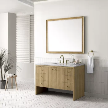 Hudson 48" Single Vanity, Light Natural Oak w/ 3 CM Arctic Fall Top - Image 4