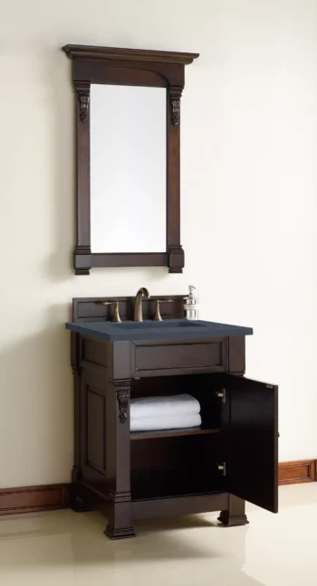 Brookfield 26" Single Vanity, Burnished Mahogany w/ 3 CM Charcoal Soapstone Quartz Top - Image 4