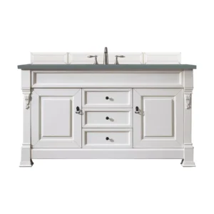 Brookfield 60″ Single Vanity, Bright White w/ 3 CM Cala Blue Top