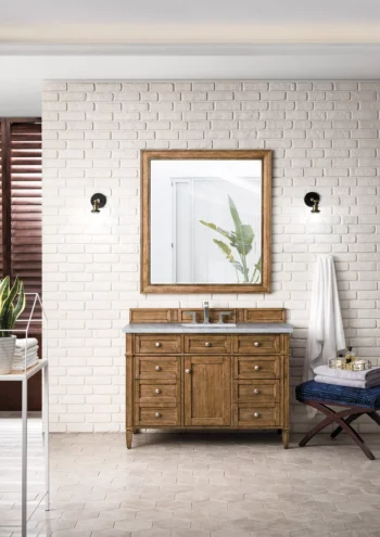 Brittany 48" Single Vanity, Saddle Brown w/ 3 CM Arctic Fall Solid Surface Top - Image 2