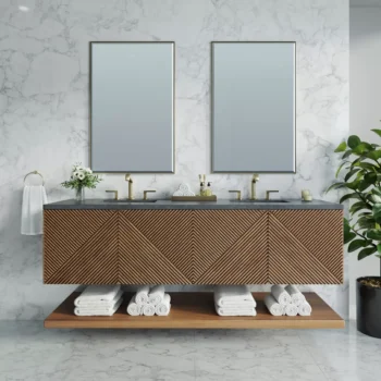 Marcello 72" Double Vanity, Chestnut w/ 3 CM Charcoal Soapstone Top - Image 3