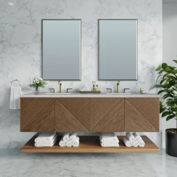 Marcello 72" Double Vanity, Chestnut w/ 3 CM Eternal Serena Top - Image 3