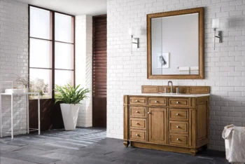 Bristol 48" Single Vanity, Saddle Brown w/ 3 CM White Zeus Quartz Top - Image 3