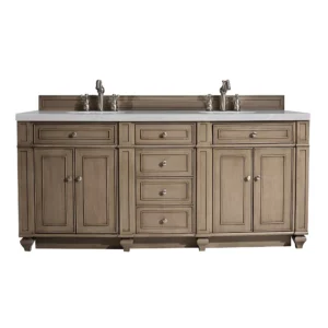 Bristol 72″ Double Vanity, Whitewashed Walnut w/ 3 CM Eternal Serena Quartz Top