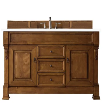 Brookfield 60" Single Vanity, Country Oak w/ 3 CM White Zeus Quartz Top
