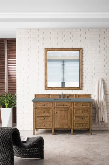 Brittany 60" Single Vanity, Saddle Brown w/ 3 CM Cala Blue Top - Image 2