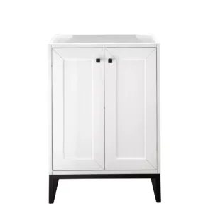 Chianti 24″ Single Vanity Cabinet, Glossy White, Matte Black