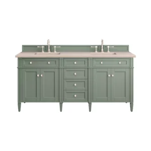 Brittany 72″ Double Vanity, Smokey Celadon w/ 3 CM Eternal Marfil Top