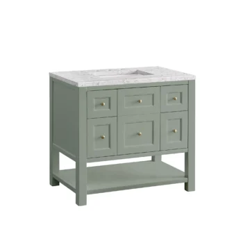Breckenridge 36" Single Vanity, Smokey Celadon w/ 3 CM Eternal Jasmine Pearl Top - Image 3
