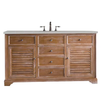 Savannah 60" Single Vanity, Driftwood w/ 3 CM Eternal Serena Quartz Top