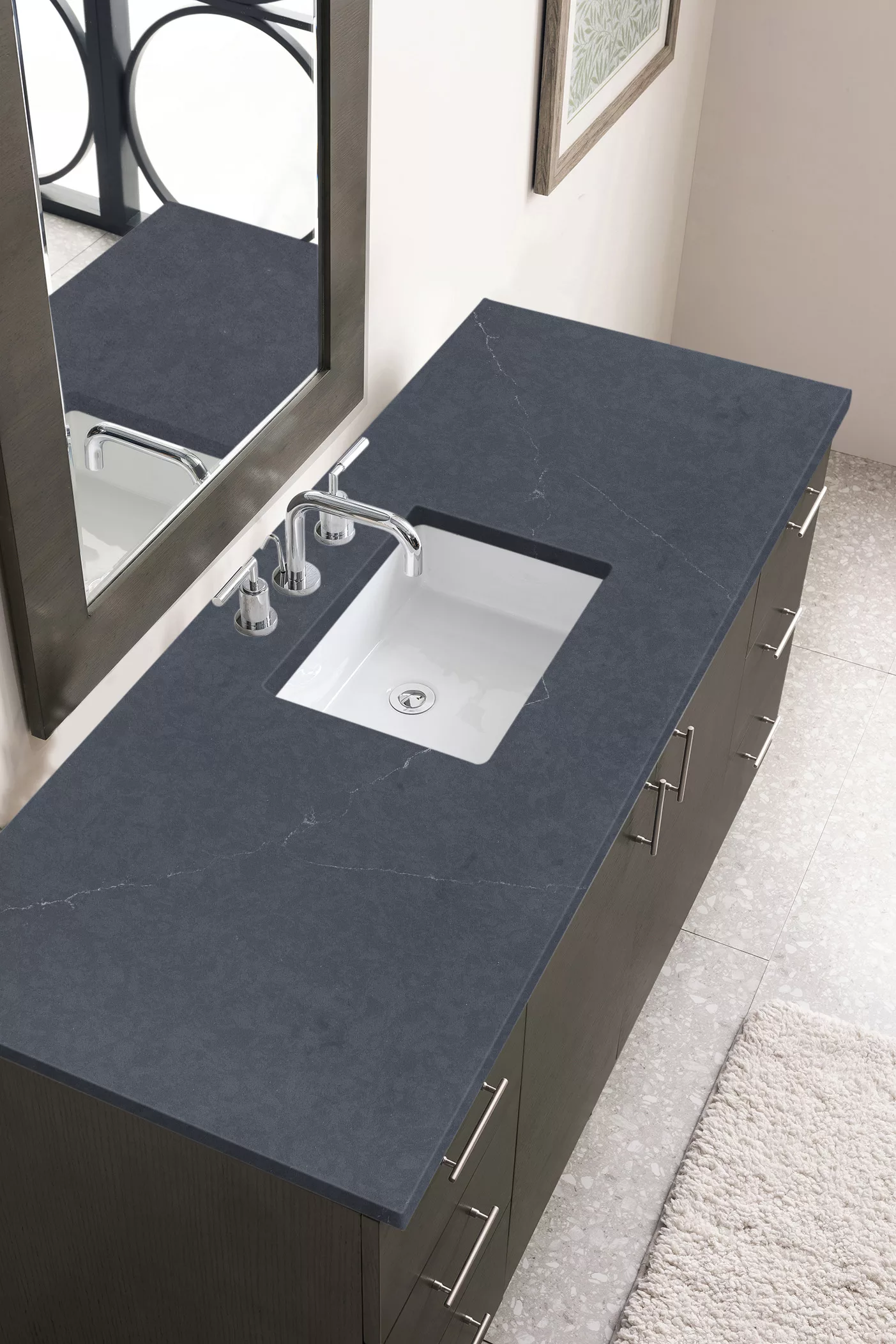Metropolitan 60" Single Vanity, Silver Oak w/ 3 CM Charcoal Soapstone Quartz Top - Image 3
