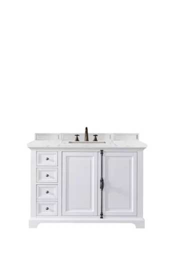 Providence 48" Single Vanity, Bright White w/ 3 CM Eternal Jasmine Pearl Top