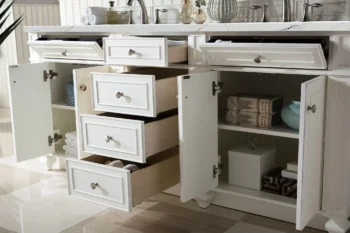 Bristol 72" Double Vanity, Bright White w/ 3 CM Ethereal Noctis Quartz Top - Image 4