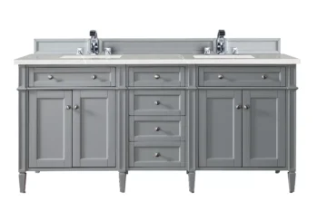 Brittany 72" Double Vanity, Urban Gray w/ 3 CM Eternal Serena Quartz Top