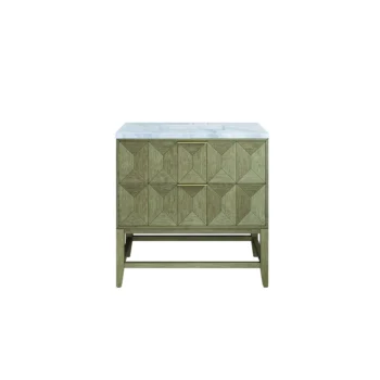 Emmeline 36" Single Vanity, Pebble Oak w/ 3 CM Carrara Marble Top