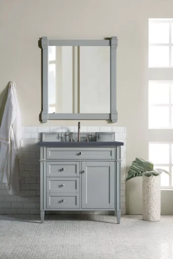Brittany 36" Single Vanity, Urban Gray w/ 3 CM Charcoal Soapstone Quartz Top - Image 2