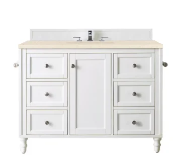 Copper Cove Encore 48" Single Vanity, Bright White w/ 3 CM Eternal Marfil Quartz Top