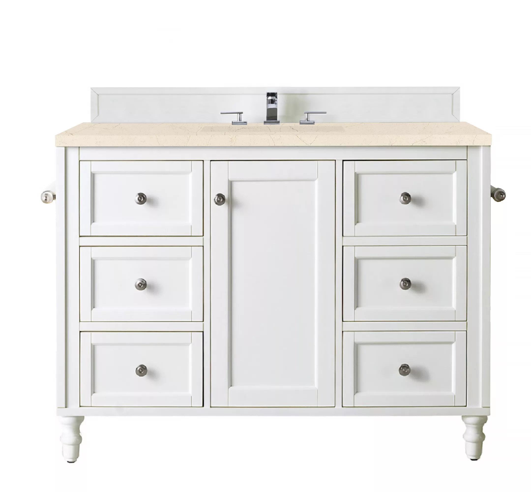 Copper Cove Encore 48" Single Vanity, Bright White w/ 3 CM Eternal Marfil Quartz Top