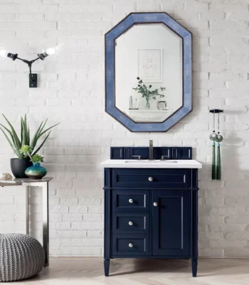 Brittany 30" Single Vanity, Victory Blue w/ 3 CM Arctic Fall Solid Surface Top - Image 2