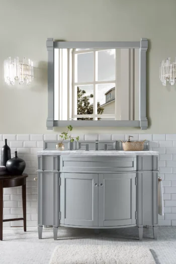 Brittany 46" Single Vanity, Urban Gray w/ 3 CM Carrara Marble Top - Image 2