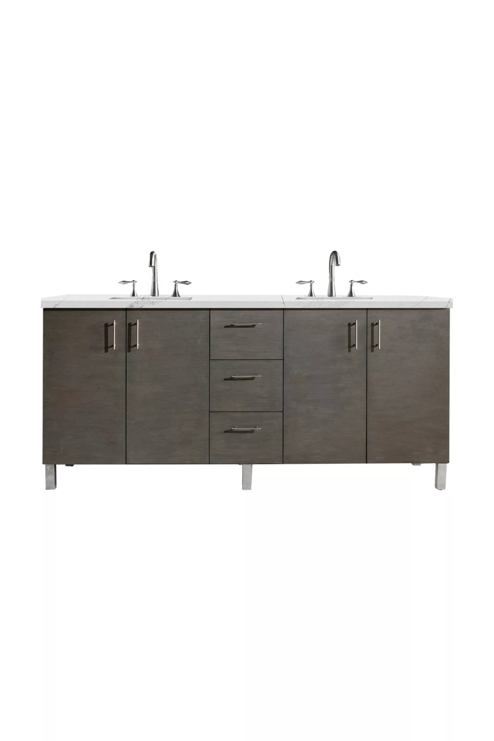 Metropolitan 72" Double Vanity, Silver Oak w/ 3 CM Ethereal Noctis Quartz Top