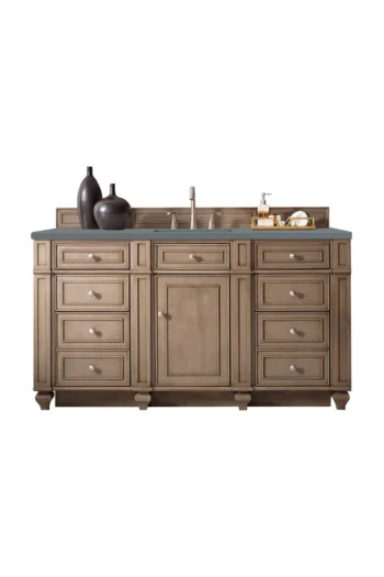 Bristol 60" Single Vanity, Whitewashed Walnut w/ 3 CM Cala Blue Top
