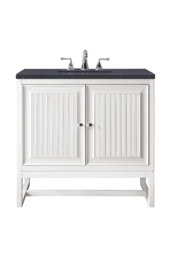 Athens 30" Single Vanity, Glossy White w/ 3 CM Charcoal Soapstone Quartz Top