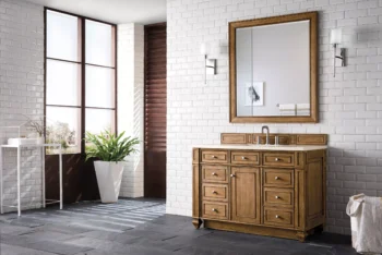 Bristol 48" Single Vanity, Saddle Brown w/ 3 CM Eternal Marfil Quartz Top - Image 3