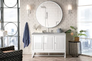 Athens 48" Single Vanity, Glossy White w/ 3 CM Eternal Serena Top - Image 3