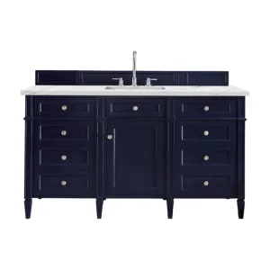Brittany 60″ Single Vanity, Victory Blue w/ 3 CM Ethereal Noctis Quartz Top