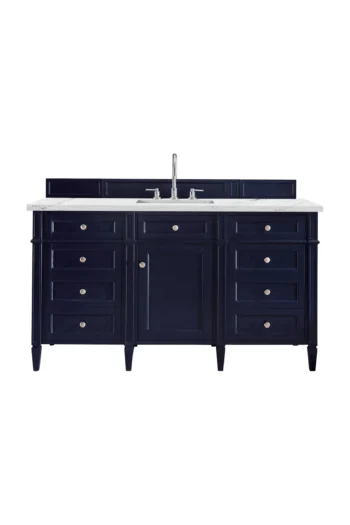 Brittany 60" Single Vanity, Victory Blue w/ 3 CM Ethereal Noctis Quartz Top