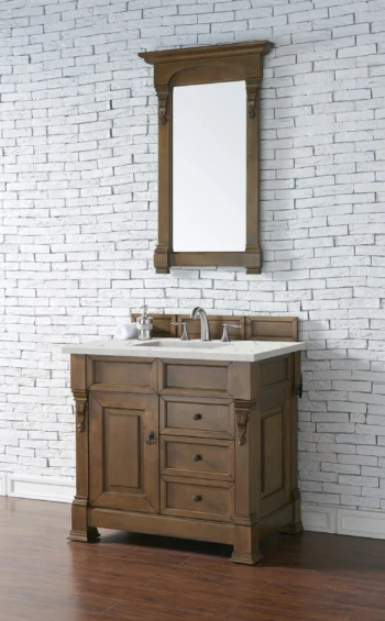 Brookfield 36" Single Vanity, Country Oak w/ 3 CM Eternal Jasmine Pearl Quartz Top - Image 3
