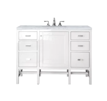 Addison 48" Single Vanity, Glossy White w/ 3 CM Carrara White Top