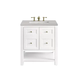 Breckenridge 30″ Single Vanity, Bright White w/ 3 CM Eternal Serena Top