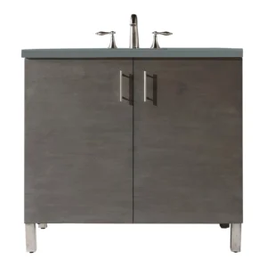 Metropolitan 36″ Single Vanity, Silver Oak w/ 3 CM Cala Blue Top