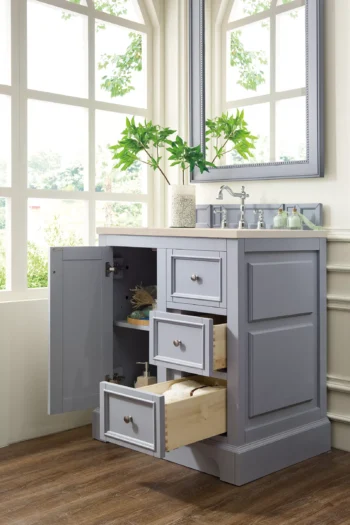 De Soto 30" Single Vanity, Silver Gray w/ 3 CM Eternal Marfil Quartz Top - Image 4