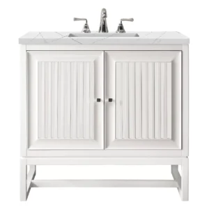 Athens 30″ Single Vanity, Glossy White w/ 3 CM Ethereal Noctis Top