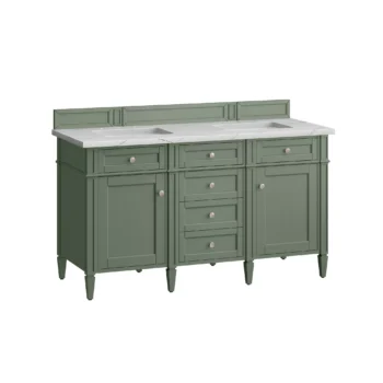 Brittany 60" Double Vanity, Smokey Celadon w/ 3 CM Ethereal Noctis Top - Image 6