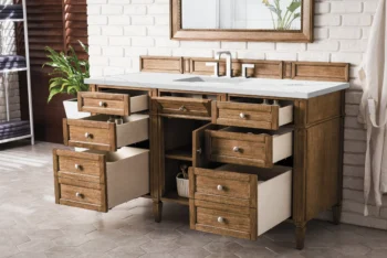 Brittany 60" Single Vanity, Saddle Brown w/ 3 CM Ethereal Noctis Quartz Top - Image 4