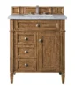 Brittany 30″ Single Vanity, Saddle Brown w/ 3 CM Arctic Fall Solid Surface Top