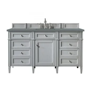 Brittany 60″ Single Vanity, Urban Gray w/ 3 CM Cala Blue Top